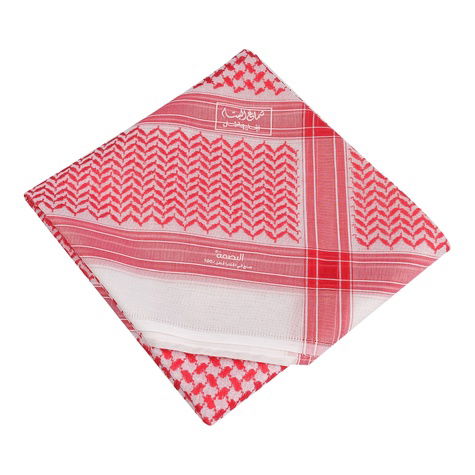  Al Bassam Quality Shemagh Men Head Scarf; White & Red