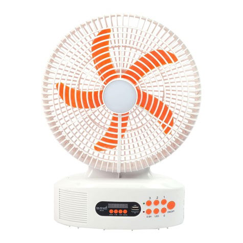  Go Green Solar Rechargeable AC/DC FAN with Speaker; 12In; Orange & White
