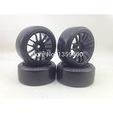 Pre-Glued RC Carpet Drift Tires Tyre Wheel; Black; 3 mm; Pack of 4 Pcs