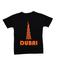  Glow in the Dark Round Neck T-Shirt with Dubai Burj Khalifa Print; Orange