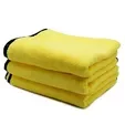 Joowefly Microfiber Cleaning Cloth for Car and House; Yellow; Pack of 3pcs