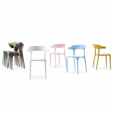  Modern Molded Side Plastic Stackable Chair; White